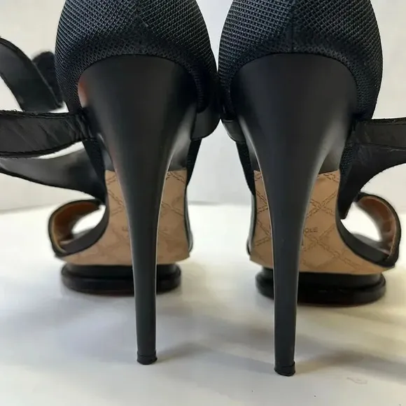 LAMB by Gwen Stefani Stiletto Platform High Heels Black Leather Shoes Size 8.5