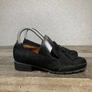 L’Amour Des Pieds Womens Size 6.5 Finiey Tassel Loafers Black Nubuck Flats Shoes