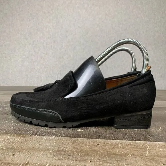 L’Amour Des Pieds Womens Size 6.5 Finiey Tassel Loafers Black Nubuck Flats Shoes