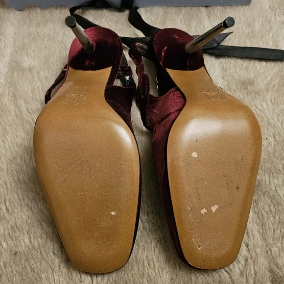 Lanvin as new with box velvet heels with metal stiletto heel
