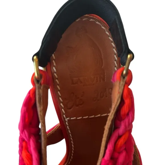 Lanvin Shoes | Lanvin Braided Silk Crystal Leather Slingback Stiletto Sandals