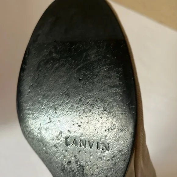 Lanvin Shoes Leather Ballerina Ballet Wedge Taupe Heel size 6