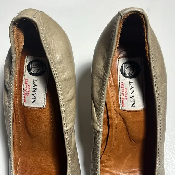 Lanvin Shoes Leather Ballerina Ballet Wedge Taupe Heel size 6