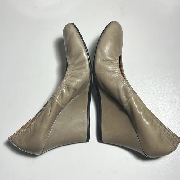 Lanvin Shoes Leather Ballerina Ballet Wedge Taupe Heel size 6