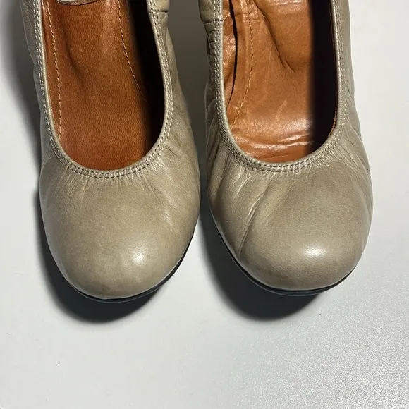 Lanvin Shoes Leather Ballerina Ballet Wedge Taupe Heel size 6