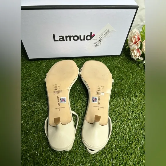 Larroudé  women Mini Annie Sandal In Ivory LeatherSize 8  -Ivory Leather$315