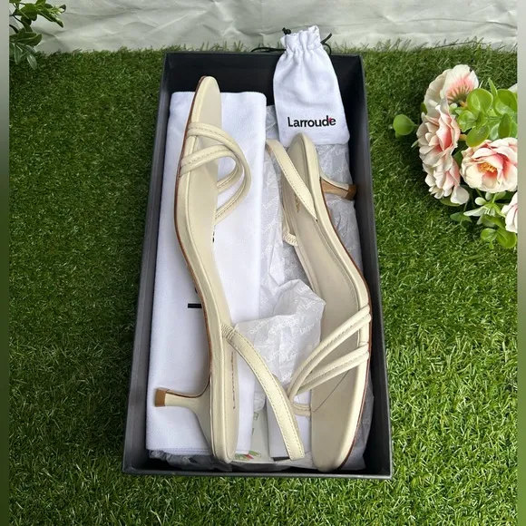 Larroudé  women Mini Annie Sandal In Ivory LeatherSize 8  -Ivory Leather$315