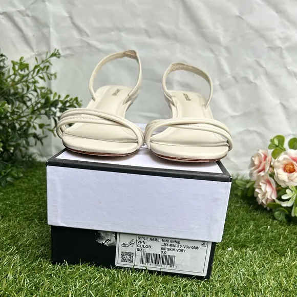 Larroudé  women Mini Annie Sandal In Ivory LeatherSize 8  -Ivory Leather$315