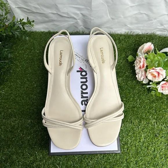Larroudé  women Mini Annie Sandal In Ivory LeatherSize 8  -Ivory Leather$315