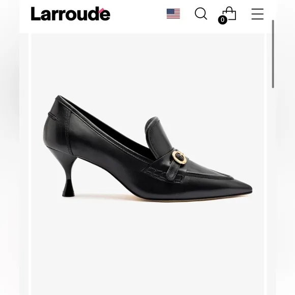 Larroudé women Susan Pump In Black Leather size 8.5 $330 gently used