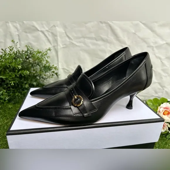 Larroudé women Susan Pump In Black Leather size 8.5 $330 gently used