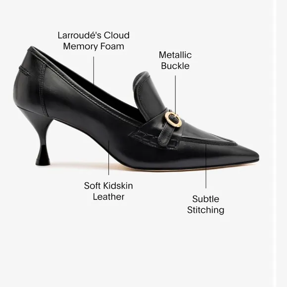 Larroudé women Susan Pump In Black Leather size 8.5 $330 gently used