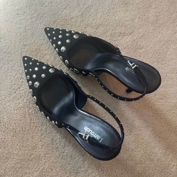 Larroude Black Stud Embellished Women's Heels