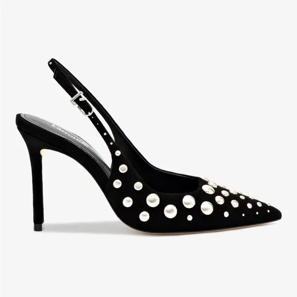 Larroude Black Stud Embellished Women's Heels