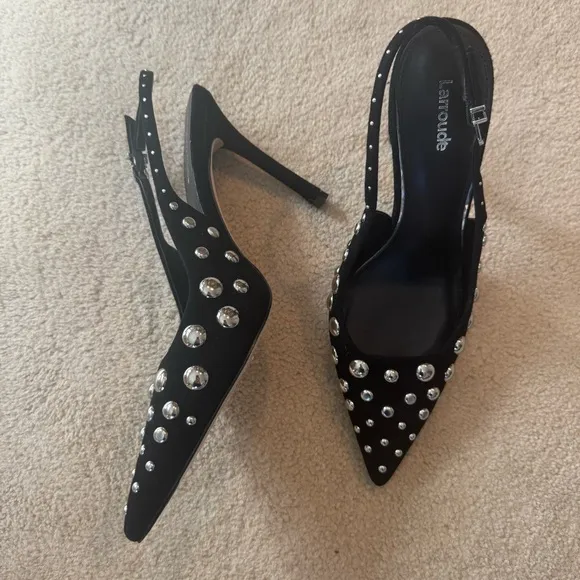 Larroude Black Stud Embellished Women's Heels