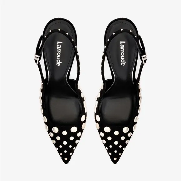 Larroude Black Stud Embellished Women's Heels