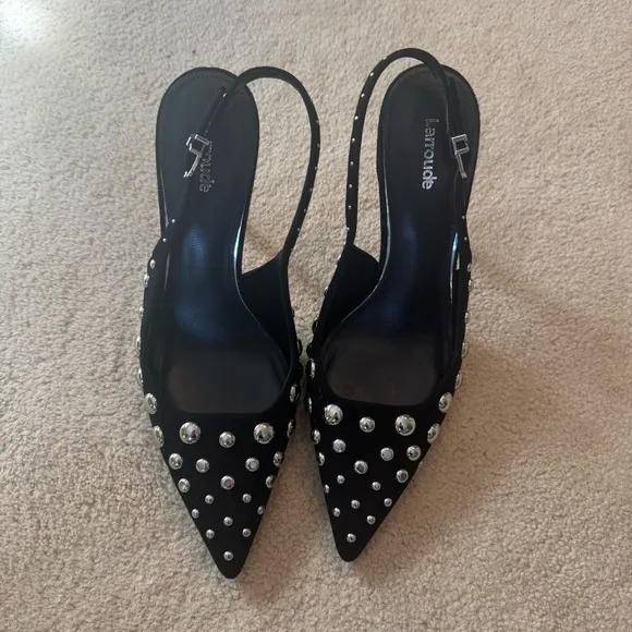 Larroude Black Stud Embellished Women's Heels