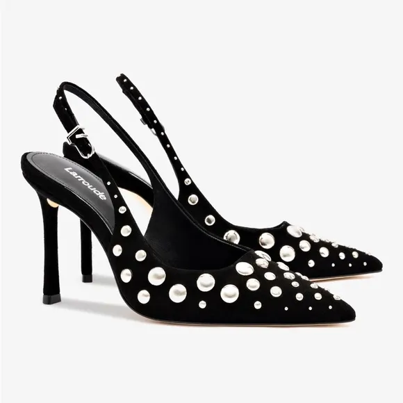 Larroude Black Stud Embellished Women's Heels