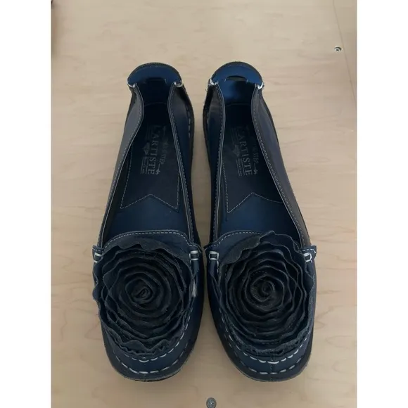 L’ARTISTE SPRING STEP DEZI FLATS BLUE LEATHER SLIP ON MOC SHOES 40/9