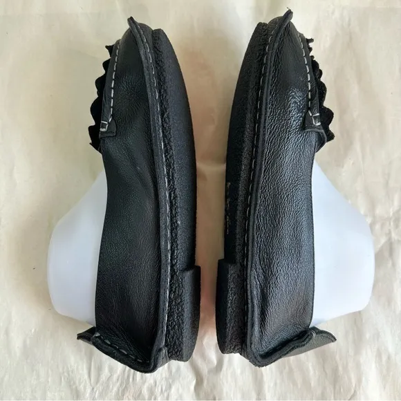 L’Artiste Spring Step Dezi Shoes 9.5 Black Leather Flats Slip On Flower New
