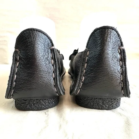 L’Artiste Spring Step Dezi Shoes 9.5 Black Leather Flats Slip On Flower New