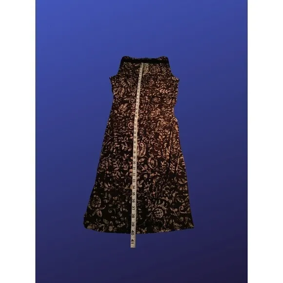 LAUREN RALPH LAUREN Empire Ruched Dress, BROWN/CREAM “BATIK” FLORAL, Size M, EUC