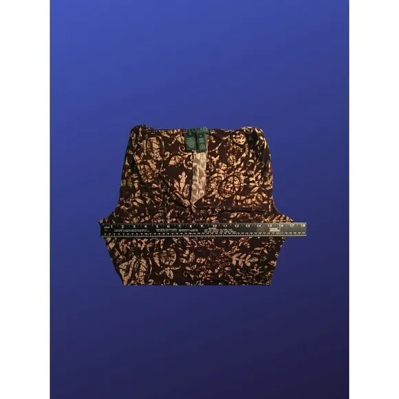LAUREN RALPH LAUREN Empire Ruched Dress, BROWN/CREAM “BATIK” FLORAL, Size M, EUC