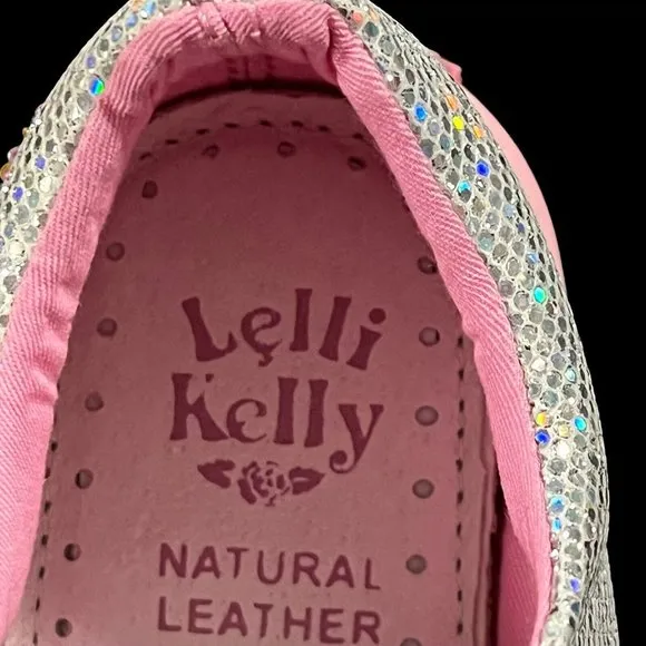 Lelli Kelly Baby Toddler Girls Fashion Glitter Sneaker Size 7 Silver/ Pink Shoes