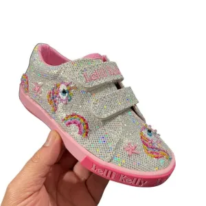 Lelli Kelly Baby Toddler Girls Fashion Glitter Sneaker Size 7 Silver/ Pink Shoes