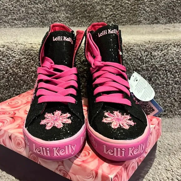 Lelli Kelly Jasmine Shoes Sneakers Sequins black Glitter Youth Girls Size 5