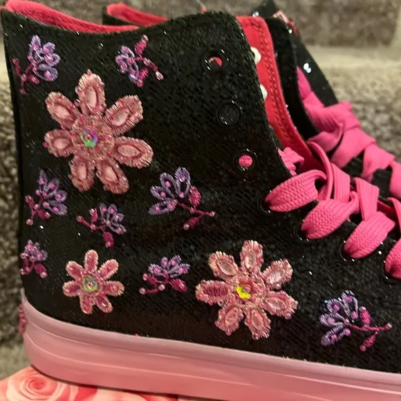 Lelli Kelly Jasmine Shoes Sneakers Sequins black Glitter Youth Girls Size 5