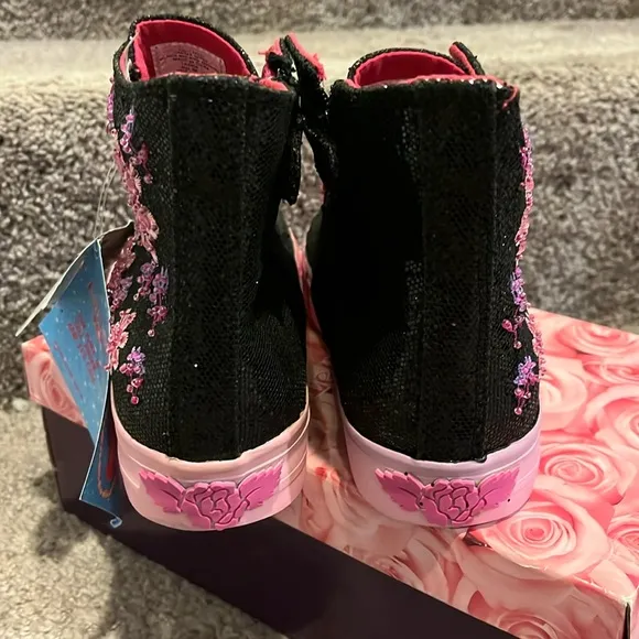 Lelli Kelly Jasmine Shoes Sneakers Sequins black Glitter Youth Girls Size 5