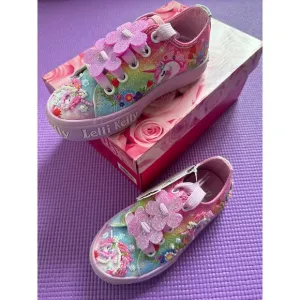 Lelli Kelly Kids Sparkly Shoes Girl Sneakers Unicorn Glitter Shoe Sz US 9 New