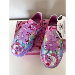 Lelli Kelly Kids Sparkly Shoes Girl Sneakers Unicorn Glitter Shoe Sz US 9.5 New