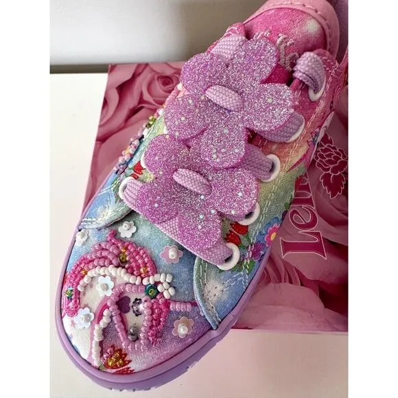 Lelli Kelly Kids Sparkly Shoes Girl Sneakers Unicorn Glitter Shoe Sz US 9.5 New