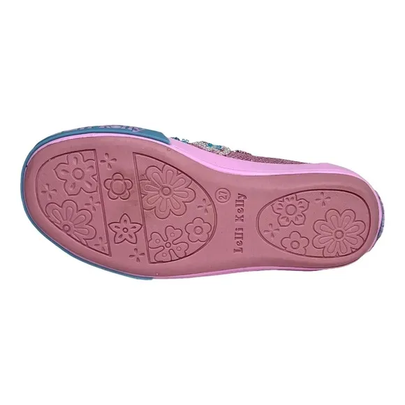 Lelli Kelly Toddler Girls Glitter Daysy Mary Janes Shoes Size 8-10 Pink/ Multi