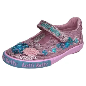 Lelli Kelly Toddler Girls Glitter Daysy Mary Janes Shoes Size 8-10 Pink/ Multi