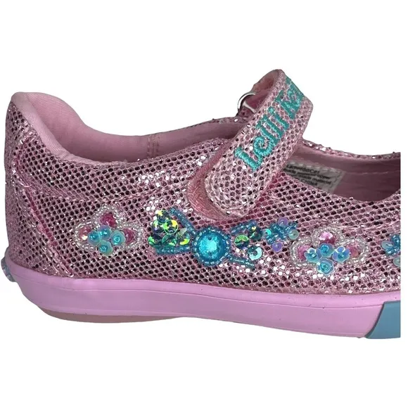 Lelli Kelly Toddler Girls Glitter Daysy Mary Janes Shoes Size 8-10 Pink/ Multi