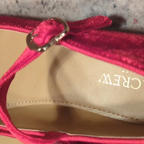 LIKE NEW J. Crew Red Velvet Mary Jane Shoes 3