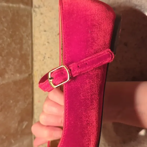 LIKE NEW J. Crew Red Velvet Mary Jane Shoes 3