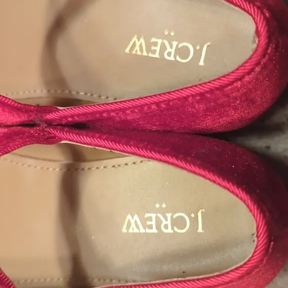 LIKE NEW J. Crew Red Velvet Mary Jane Shoes 3