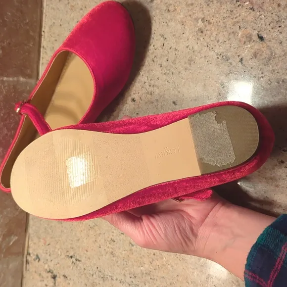 LIKE NEW J. Crew Red Velvet Mary Jane Shoes 3