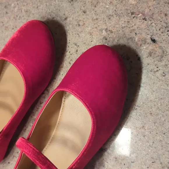 LIKE NEW J. Crew Red Velvet Mary Jane Shoes 3