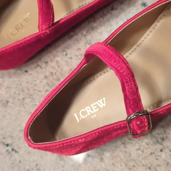 LIKE NEW J. Crew Red Velvet Mary Jane Shoes 3