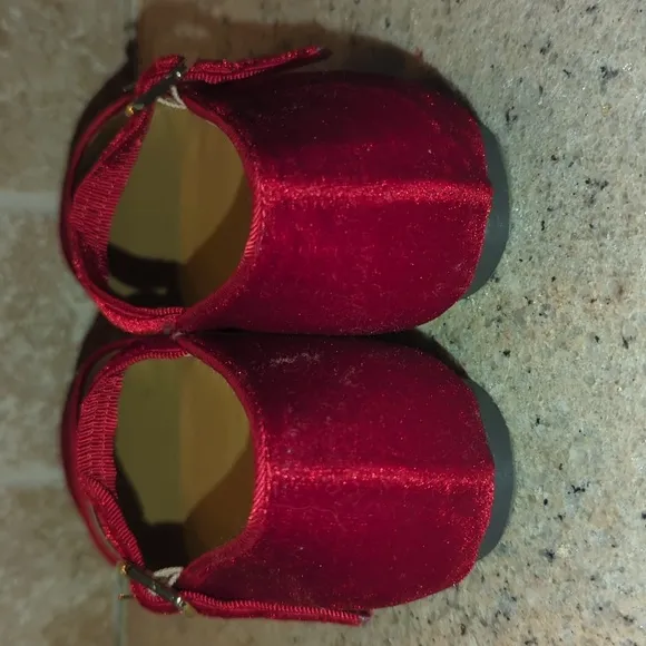 LIKE NEW J. Crew Red Velvet Mary Jane Shoes 3