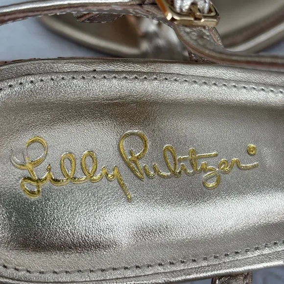 Lily Pulitzer Marcia Elegant Gold Strappy Sandals, Size 9.5