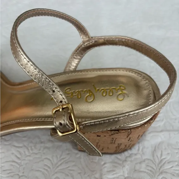 Lily Pulitzer Marcia Elegant Gold Strappy Sandals, Size 9.5
