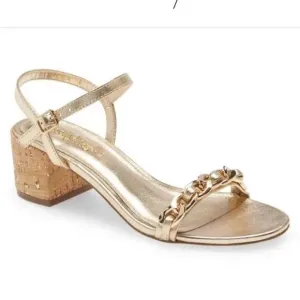 Lily Pulitzer Marcia Elegant Gold Strappy Sandals, Size 9.5