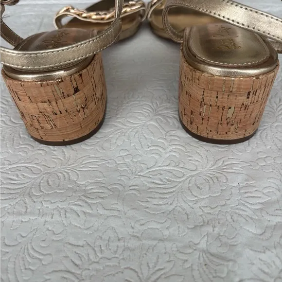 Lily Pulitzer Marcia Elegant Gold Strappy Sandals, Size 9.5