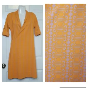 Lissa Mar Womens Short Sleeve Orange Taupe Dress Size 6